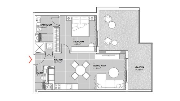 Apartment floor plan, 1 bedroom in STONEHENGE RESIDENCE 2 No. 11028 (2D)